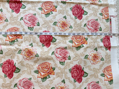 VTG Cottage Rose Lattice Home Decor Fabric Spectrum Print over 2 Yds Cottagecore