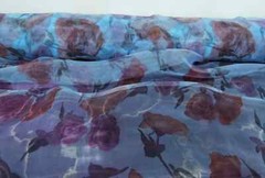58” Wide By Yard Blue Rose Organza Fabric Vintage Wedding Dress Material Shaped
