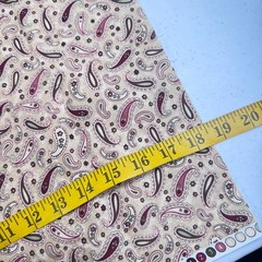 vintage MBT quilting cotton fabric beige red paisley floral 18×43