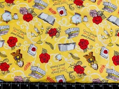 Tina SCRAP 9″x21″ Beauty & the Beast Rose Clock Chip Candle Disney Cotton Fabric