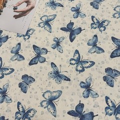 1M Chinese Style Butterfly Flower Printed Fabric Material Sew Tablecloth Fabric