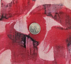 1 yard hand paintd dyed RED SQUIGGLE cotton quilt fabric OOP vintage READ