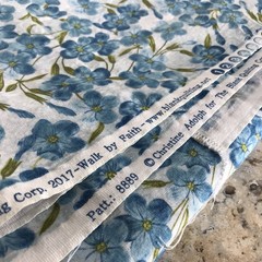 CHRISTINE ADOLPH BLANK QUILTING CORP. WALK BY FAITH BLUE FLORAL FABRIC 42″ X 57″