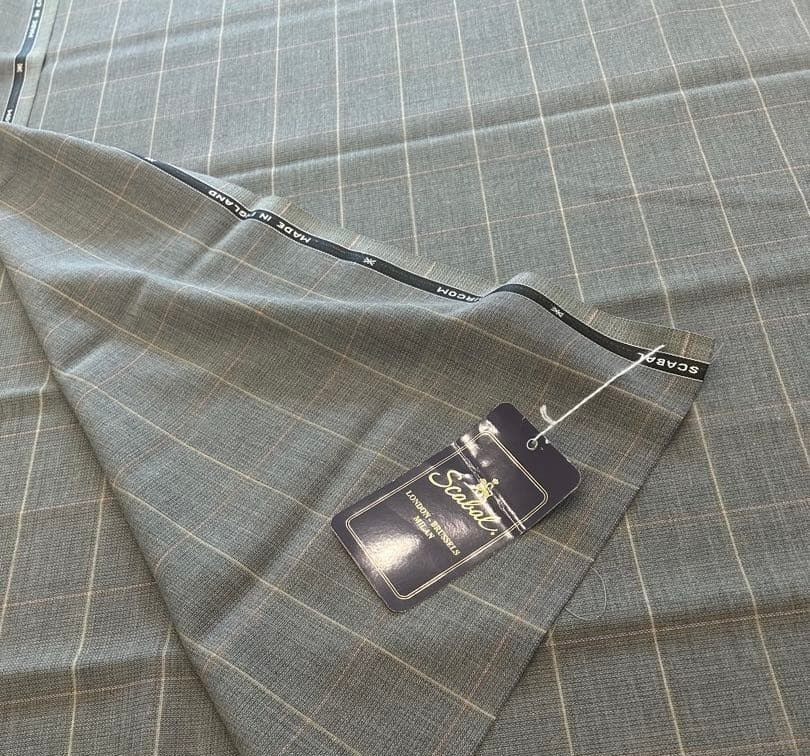 Scabal AIRCOM Wool Fabric Moss Green Plaid 2.0m / 2.2yd Summer Jacket England