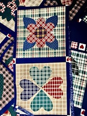 Quilt Print Cheater Fabric, 5”Gingham, Cottage. 13 Bright Tea Cup 6” Squares