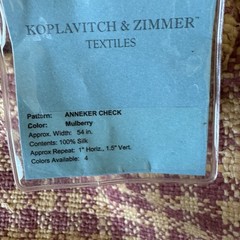 Koplavitch & Zimmer Anneker Check Mulberry 100% Silk Upholstery Fabric 54″ W