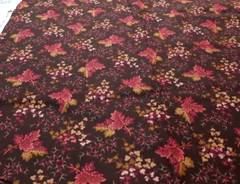 1 1/2 Yds Andover Fabric #9522 Brown Wine Red Pink Floral Leaves Cotton