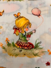 Darling 70s Girls With Cats Manes Holly Hobbie Inspired 45” Wide 7 Yards Fabric