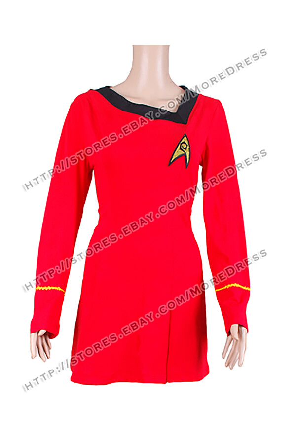 Uniform for Star Trek Cosplay Costume TOS Duty Girls Dress Red Cotton