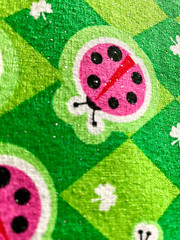LADYBUGS Fabric Piece 44 x 43 Square Material GLITTERY Joann’s New Remnant