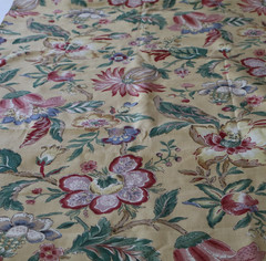 Vtg Linen Jay Yang Spectrum Home Fabric, Yellow, Pink, Blue Floral 2.4 yds