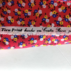 Vintage Tica Tex Costa Rica Fabric Red Yellow Blue Ditzy Floral Print 55x 10 Yd