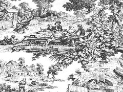 Fabric by the meter and tablecloths | Toile de Jouy model 2 various colors | height 305cm