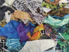 Lunn Fabric Scraps 1 Pound ~4 Yards Artisan Batik Prisma Dyes Grab Bag Strips