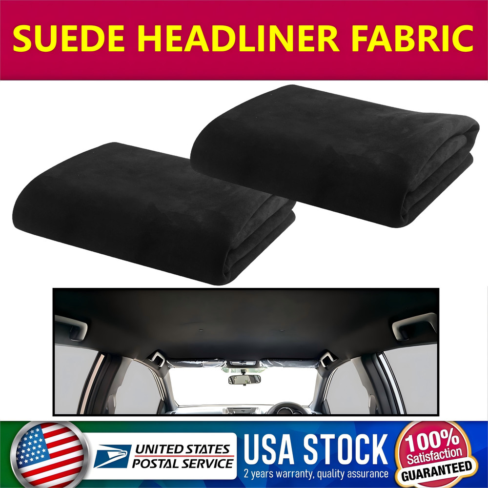 3MM Black Suede Headliner Fabric 2*60″x80″ Foam Backed for Car Inner Roof Repair