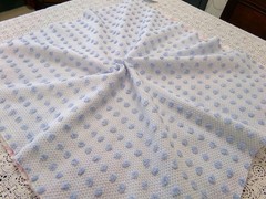 Bubble Pop Blue Woven Vtg Chenille Bedspread Fabric Coastal Chic 21″ x 23″ Pc