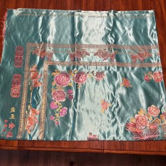 angzhou Silk Brocade Set Turquoise & Pink Phoenix Peony Bedspread Coverlet 84×70