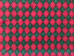 Red Green Argyle Christmas Holiday Cotton Fabric 2 PIECES total 3.7 yards RTC