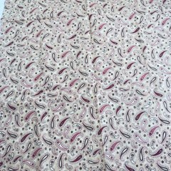 vintage MBT quilting cotton fabric beige red paisley floral 18×43