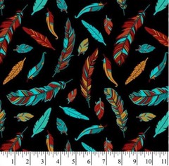 David textiles – Bohemian Whimsey Colorful Feathers 1 Yard Precut