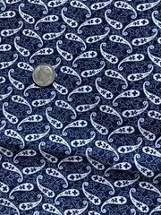 7/8 yard 45″ wide 100% cotton calico paisley print navy & Ivory Marcus Brothers