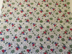 VTG Rose Bud Red Green White Floral On Cream 2 pieces 12/10″ wide X 42 long