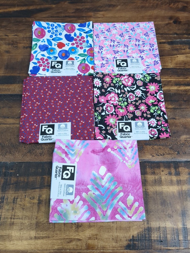 8562 Fabric Lot Of 5 Fabric Quarters Fat Quarters 18″x21″ floral