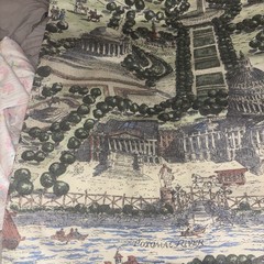 Vtg HTF MONTICELLO DC Toile Bloomcraft Arvale Rogers Upholstery Fabric 57”x28”