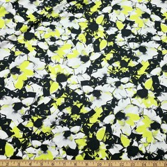 Gray and Lime Green Abstract Flowers Swimsuit Fabric
