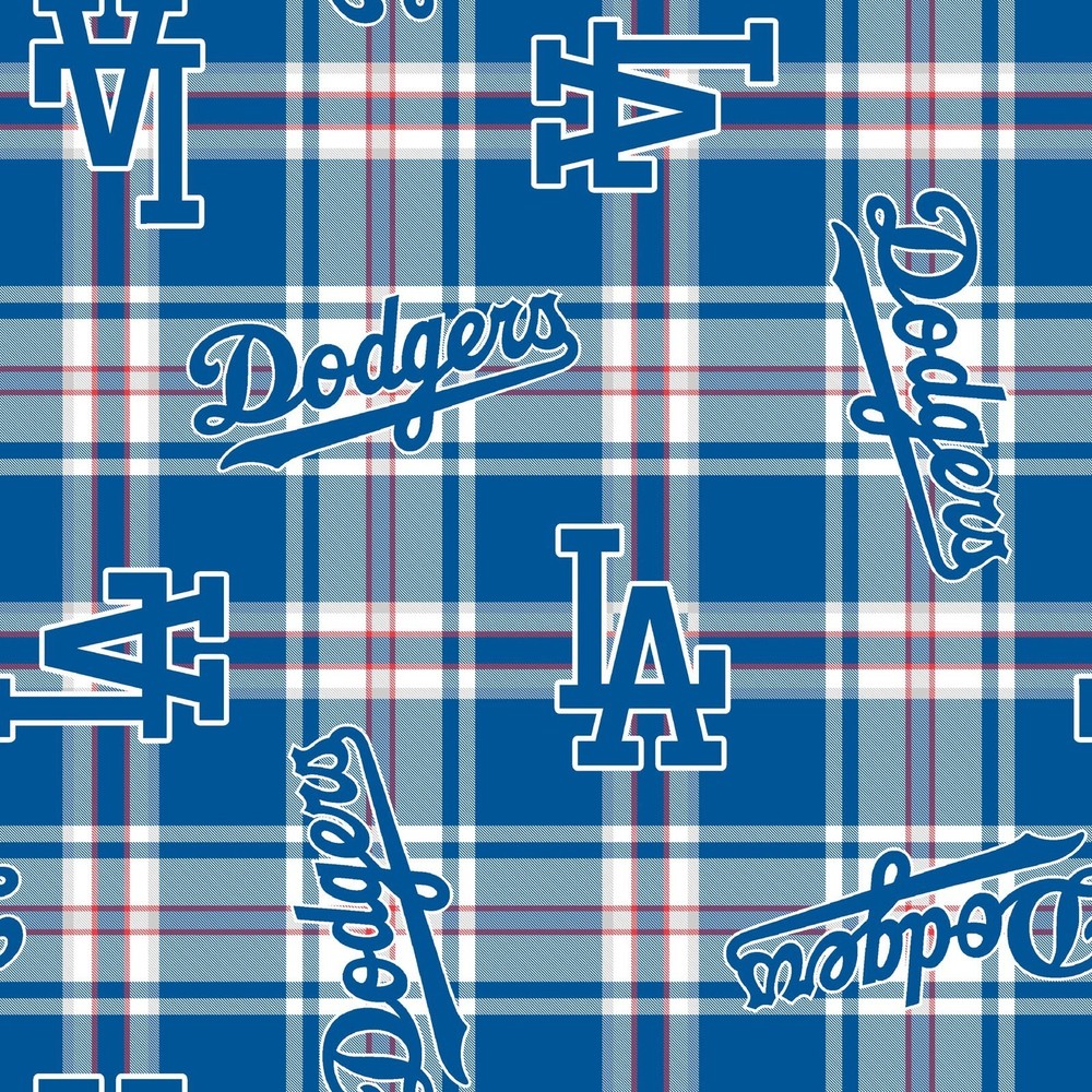 Los Angeles Dodgers Plaid MLB Fleece Fabric – 58″ Wide – Sold by The Yard & Bolt