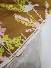 Joel Dewberry Fabric Aviary Birds Sparrows Bark Pink Brown Sew Quilt ONE YARD
