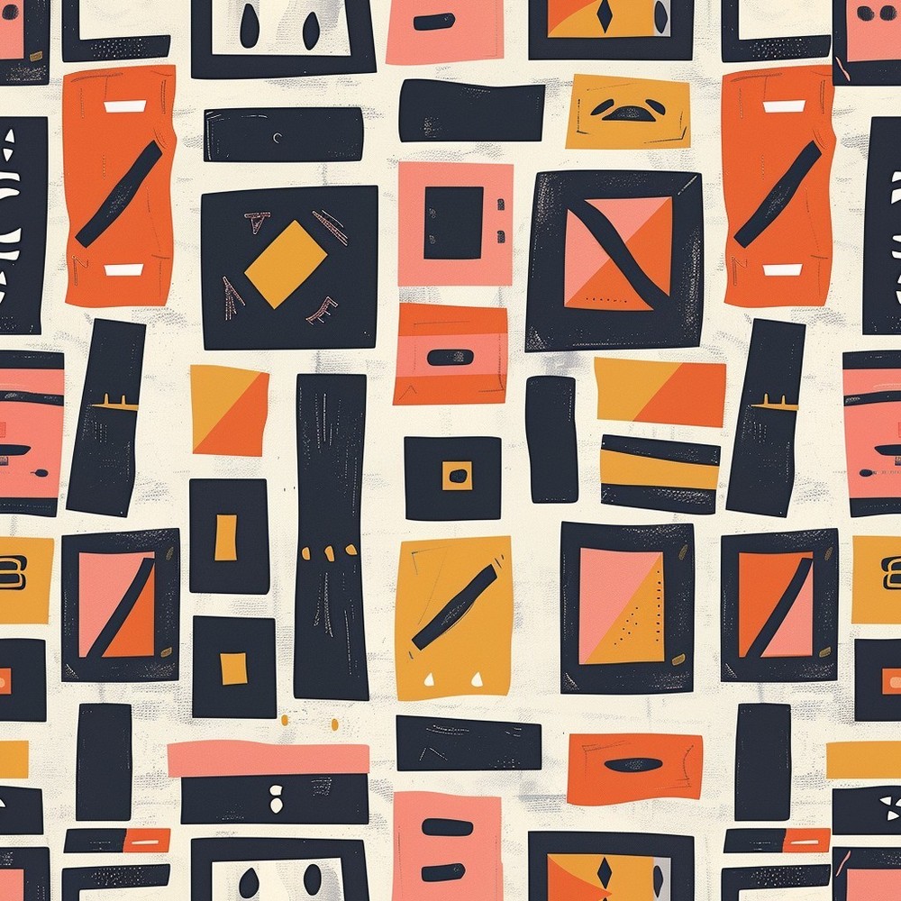 Tribal pattern with earthy tones Printed Cotton Fabric By The Yard
