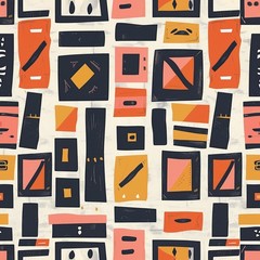 Tribal pattern with earthy tones Printed Cotton Fabric By The Yard