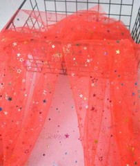 Lace Fabric Rainbow Glitter Colorful Star Tulle Mesh Fabric DIY Dress Home Decor