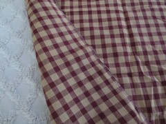 5113. Burgundy & Tan HOMESPUN PLAID COTTON FABRIC – 45″ x 1-3/8 yds.