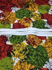 Autumn Leaves Green Golden Yellow Red on White 3 Y Cotton Fabric
