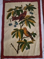 3 Fabric Panels Birds Botanical 13.25×9 Inch