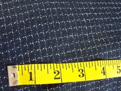 Navy Blue Windowpane woven light weight Wool Fabric 1 1/2 yards X 58″ Wide