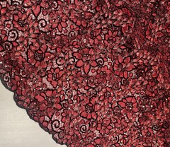 Red Black Rhinestone Beads Embroidery Lace fabric 50” Width 1 Yard