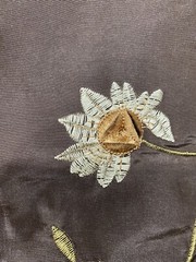 FAUX SILK FLOWERS EMBROIDERED~DRAPERY UPHOLSTERY Sold By The Yd- Chocolate Brown