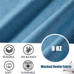 HYVAKUPPA 9OZ Washed Denim Fabric by The Yard, 71″ Wide Polyester Cotton Jean…
