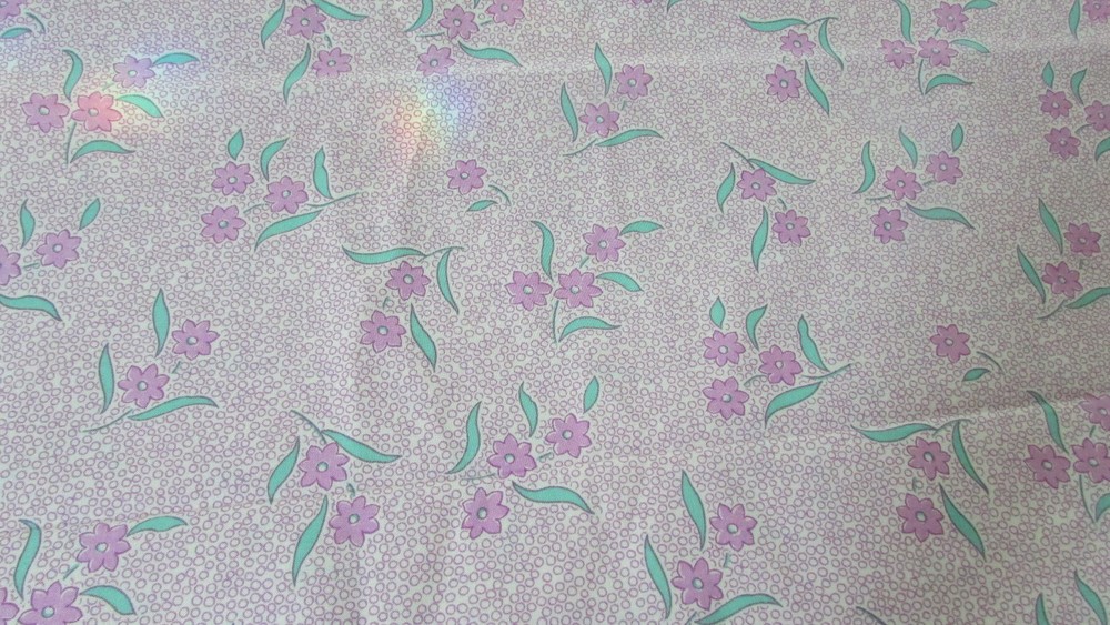 Vtg JO-ANN FABRICS MISS LUCY Quilt Sew Craft Fabric PURPLE/GREEN Floral Print
