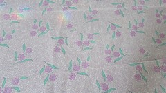 Vtg JO-ANN FABRICS MISS LUCY Quilt Sew Craft Fabric PURPLE/GREEN Floral Print