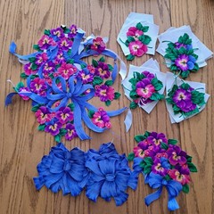 Floral Pansy Bows Mixed Lot of Iron on Fabric Appliques Pre-Cut