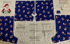 SPORTY SANTA BOXER SHORTS & Applique FABRIC PANEL S/M/L Cut N Sew NEW All Sports