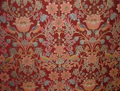 Morris Bird Rosso Jacquard Fabric Ideal For Curtain Upholstery Cushion Throws