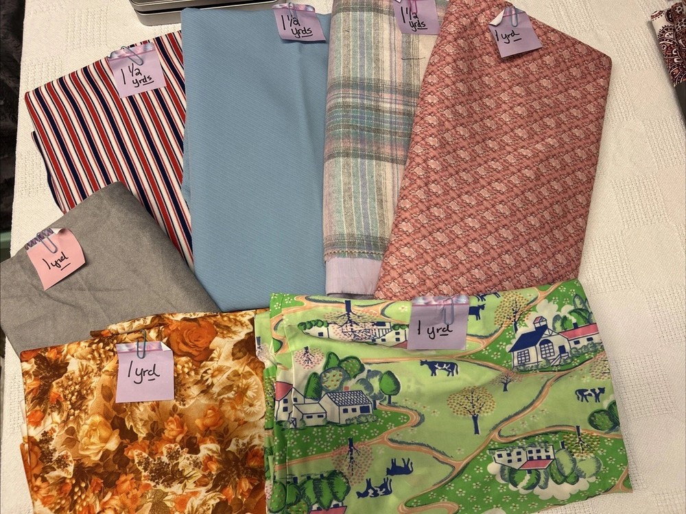 Vintage Fabric for Sewing Polyesters and Cotton Blends 7lbs