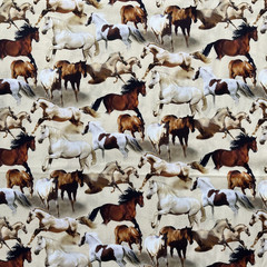 Novelty Prints Horses Running Free Quilters Cotton Fabric – 1.8 yds x 44″