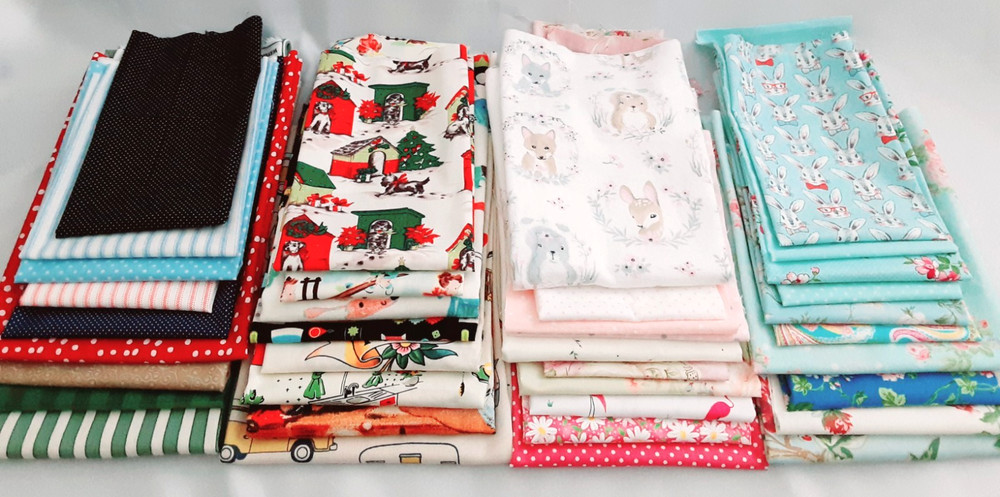 LOT OF 37 SCRAP FABRIC REMNANTS~3 LBS VARIETY ~ COTTON / COTTON BLEND /4 FLANNEL