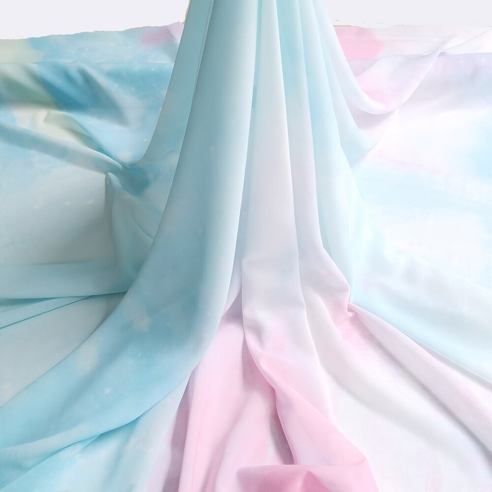 1 yard X 1.45 meter Ombre Chiffon Digital Shading Chiffon Fabric For Wedding